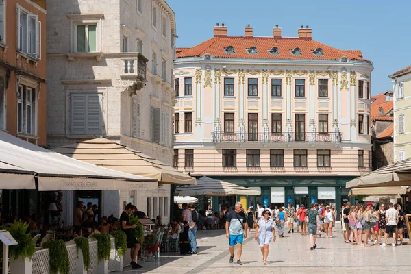 Split Croatia Juli 2021 Drukke Straten Van Het Centrum Van — Stockfoto