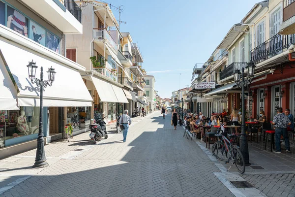 Lefkada Grécia Junho 2022 Ruas Encantadoras Centro Antigo Cidade Lefkada — Fotografia de Stock