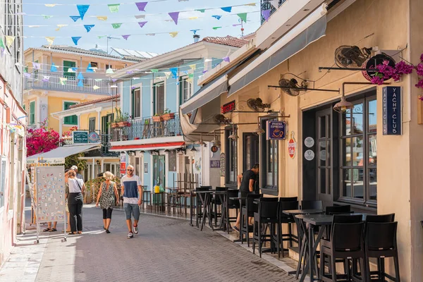 Lefkada Řecko Června 2022 Okouzlující Ulice Centru Starého Centra Města — Stock fotografie