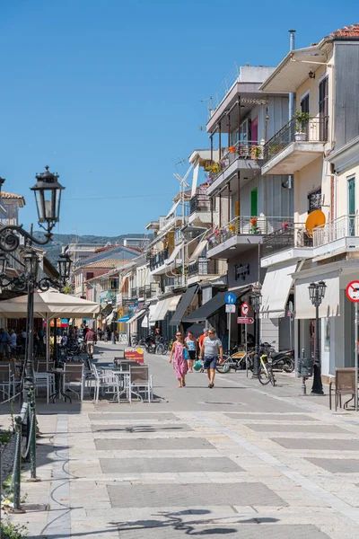 Lefkada Řecko Června 2022 Okouzlující Ulice Centru Starého Centra Města — Stock fotografie