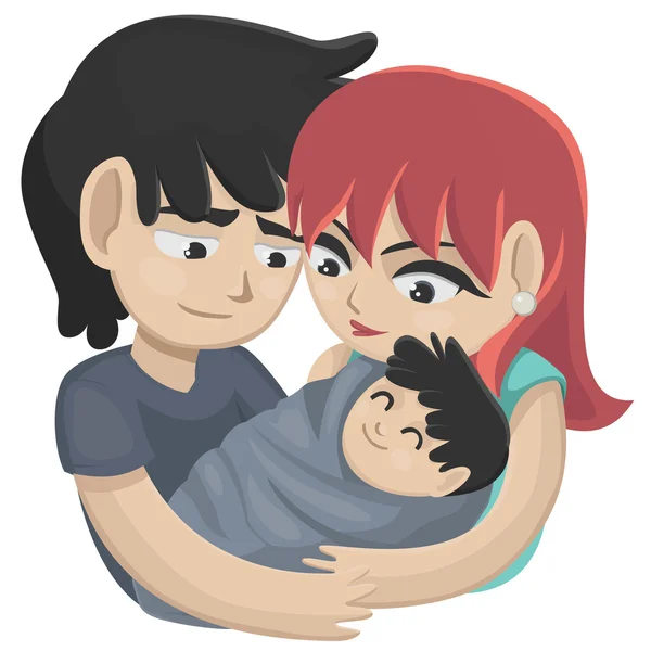 Paar mit Baby — Stockvektor