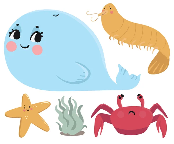 Sea Animals Collection — Stock Vector