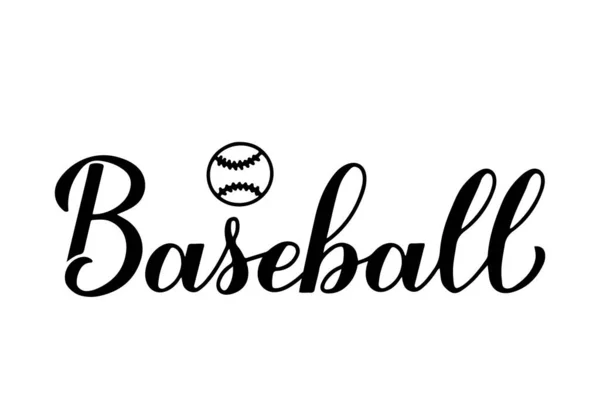 Letras de mão de caligrafia de basebol. Cartaz de tipografia de jogo de esporte. Modelo de vetor para banner, adesivo, t-shirt, etc —  Vetores de Stock