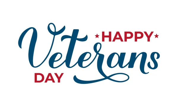 Happy Veterans Day calligraphy hand lettering isolated on white. American holiday typography poster. Easy to edit vector template for banner, flyer, greeting card, t-shirt, etc