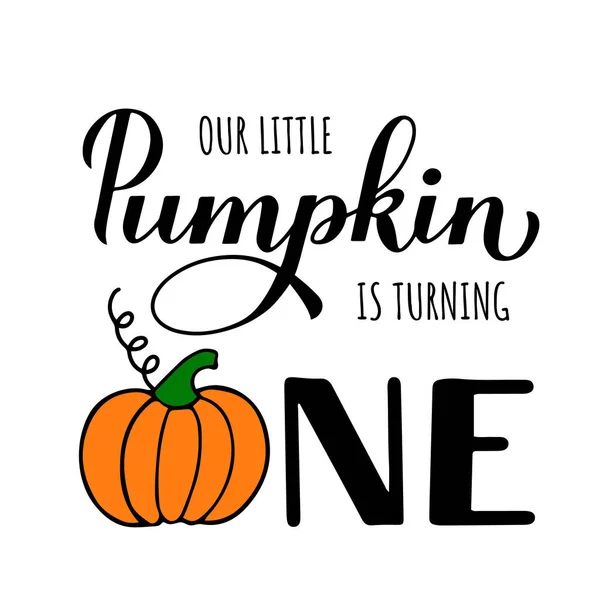 Little Pumpkin Está Convirtiendo Una Caligrafía Letras Mano Con Linda — Archivo Imágenes Vectoriales