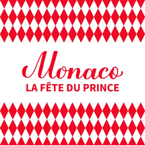 Monaco National Day typography poster in French. The Sovereign Princes Day on November 19. Vector template for banner, flyer, greeting card, etc — Stock Vector