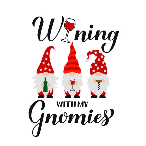 Gagner Avec Mes Gnomies Calligraphie Lettrage Main Mignons Gnomes Dessin Illustrations De Stock Libres De Droits