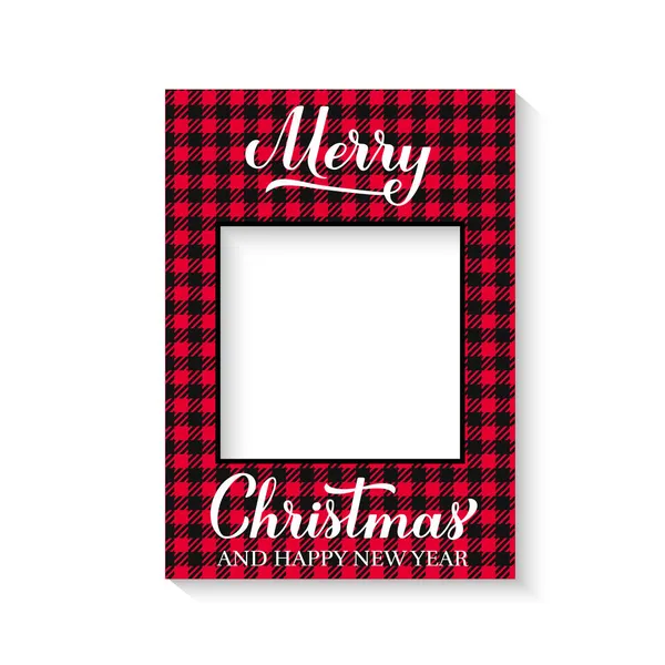 Merry Christmas photo booth frame on white background. Winter holidays party photobooth props. Vector template — Stock Vector