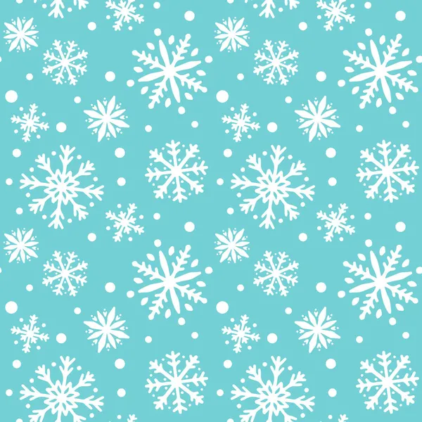 Vintersnöflingor sömlöst mönster. Jul vektor bakgrund. Lätt att redigera mall för tapeter, omslagspapper, scrapbooking, tyg, etc. — Stock vektor