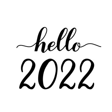Merhaba 2022 fırçayla yazılmış. Beyaz harflerle izole edilmiş yeni yıl harfleri. Tatil tipografi posteri. Pankart, imza, tebrik kartı, davetiye vs. için vektör şablonunu düzenlemek kolay