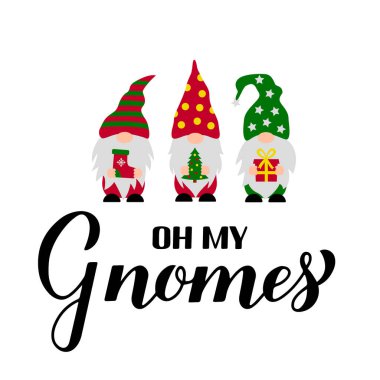 Ah benim cücelerim. Komik bir Noel sözü. Güzel tatil cüceleri. Tipografi posteri, tişört, tebrik kartı vs. için vektör şablonu.