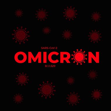 Coronavirus Covid-19 'un Omicron versiyonu. SARS-CoV-2 virüsü salgını. Pankart, tipografi posteri, broşür vs. için vektör şablonu.