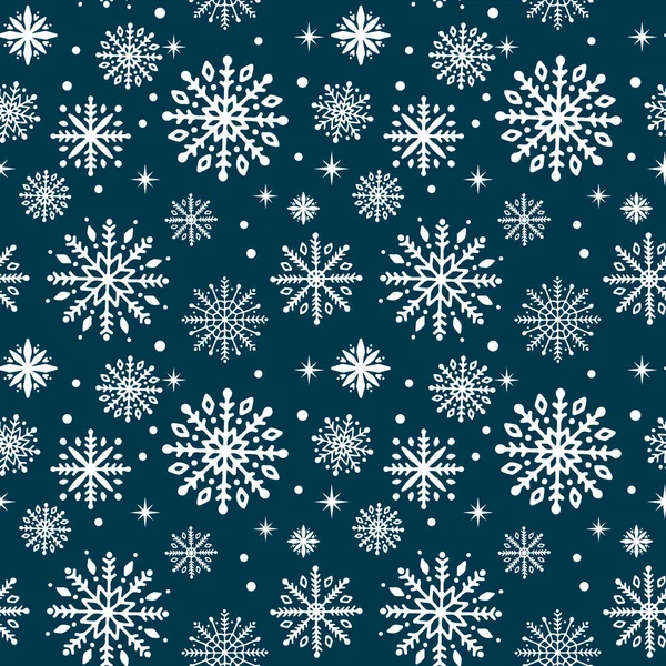 Sfondo Vettore Natale Fiocchi Neve Invernali Modello Senza Soluzione Continuità — Vettoriale Stock