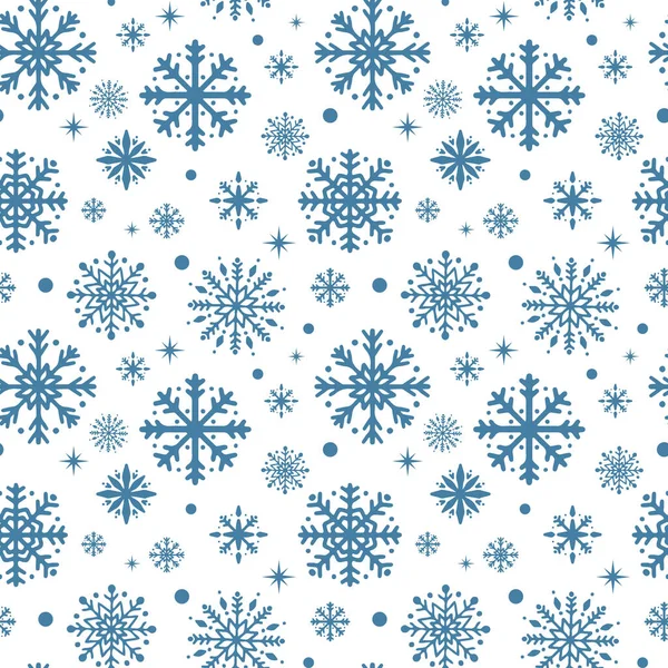 Winter seamless pattern. Blue snowflakes vector background. Easy to edit template for wrapping paper, fabric, wallpaper, etc — Vettoriale Stock