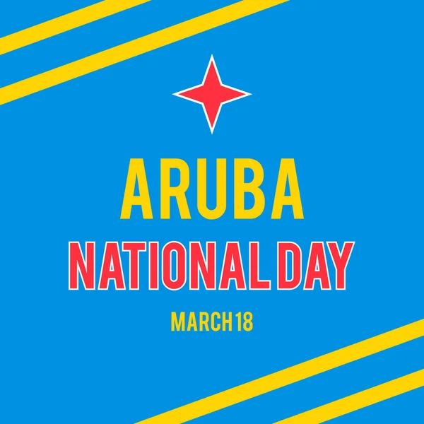 Aruba National tipografi posteri. Tatil 18 Mart 'ta kutlandı. Pankart, tebrik kartı, tipografi posteri, broşür vs. için vektör şablonu. Telifsiz Stok Vektörler