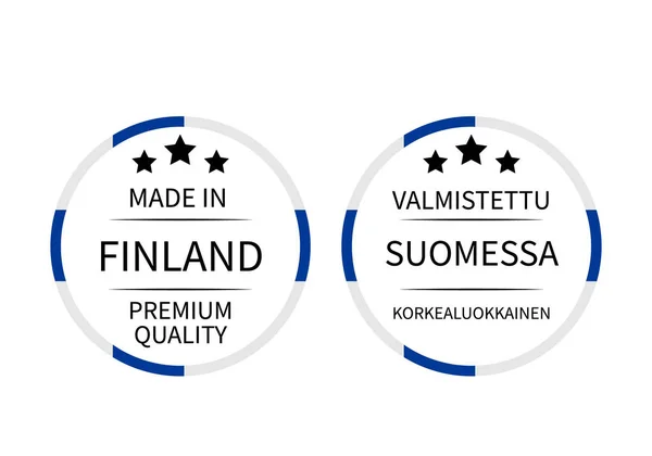 Made Finland Labels English Finnish Languages Quality Mark Vector Icon — Stock Vector