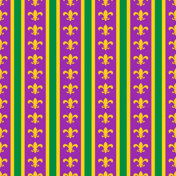 Mardi Gras Fleur Lis Patrón Sin Costuras Fondo Verde Púrpura — Archivo Imágenes Vectoriales