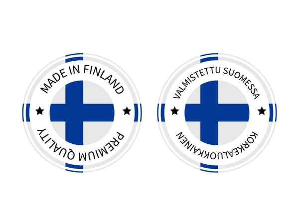 Wykonane Finlandii Okrągłe Etykiety Języku Angielskim Fińskim Ikona Wektora Znaku — Wektor stockowy