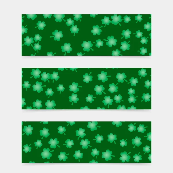 Fond Vecteur Trèfles Verts Ensemble Bannières Pour Saint Patricks Day — Image vectorielle