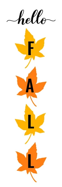 こんにちは紅葉と秋の垂直方向のサイン 感謝祭や秋の装飾 ようこそポーチサイン ベクトルテンプレート — ストックベクタ
