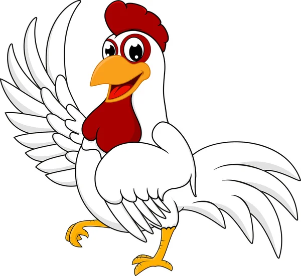 Pollo blanco feliz — Vector de stock