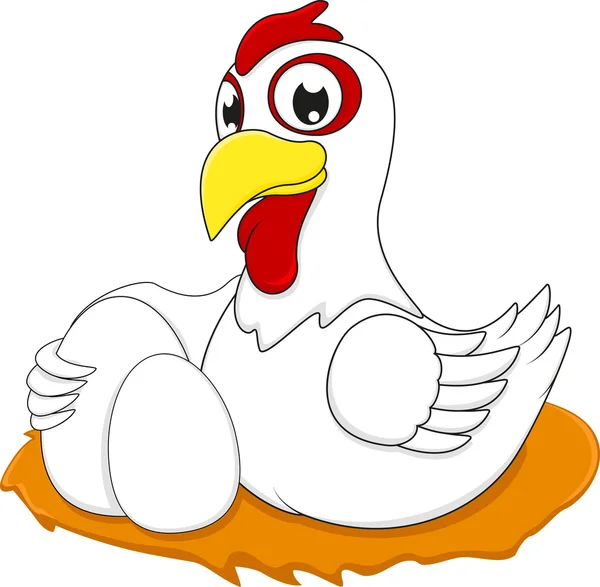 Happy White Chicken — Stock Vector