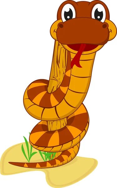 Serpent mignon sur bois — Image vectorielle