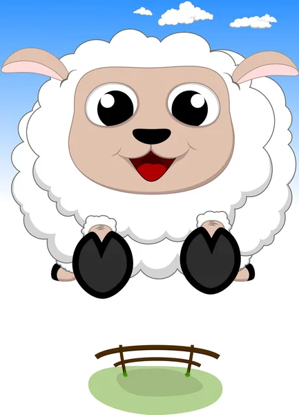 Happy Sheep Jump — Stock Vector