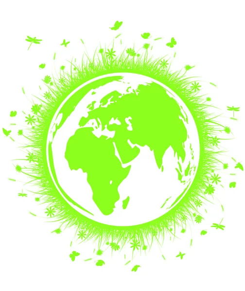 Terre globe vert avec herbe — Image vectorielle