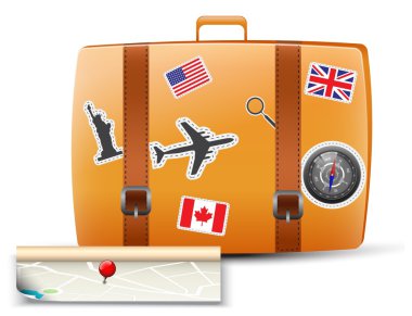 harita ile seyahat çantası