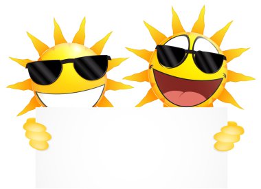 gülümseyen güneş ifade boş bir tabela holding