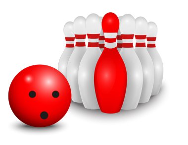 Bowling topu ve pin. iş kavramı