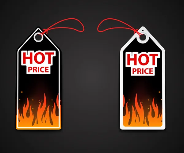 Hot price stickers. with fire flame — Stock Vector