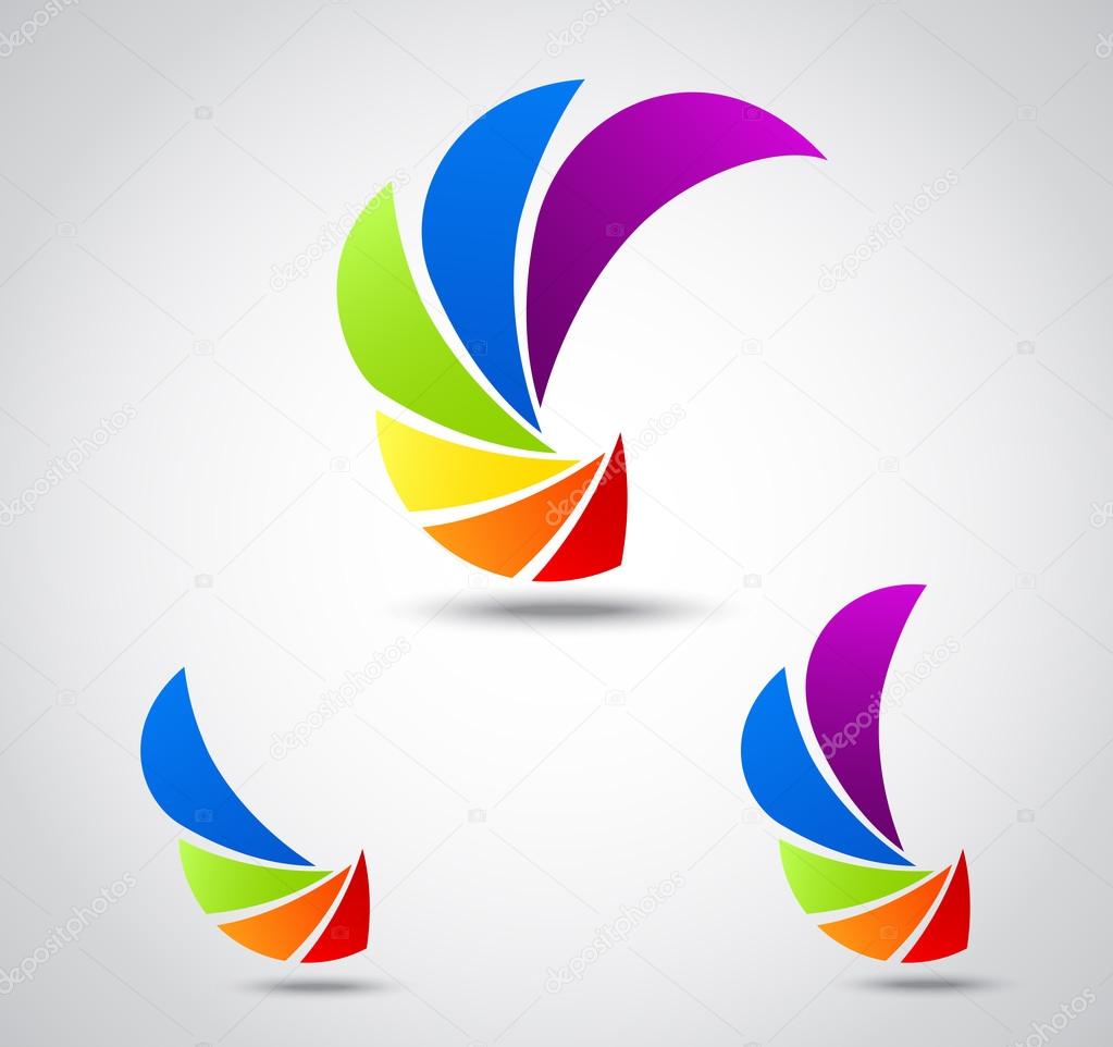 Set logo business . colorful shutter