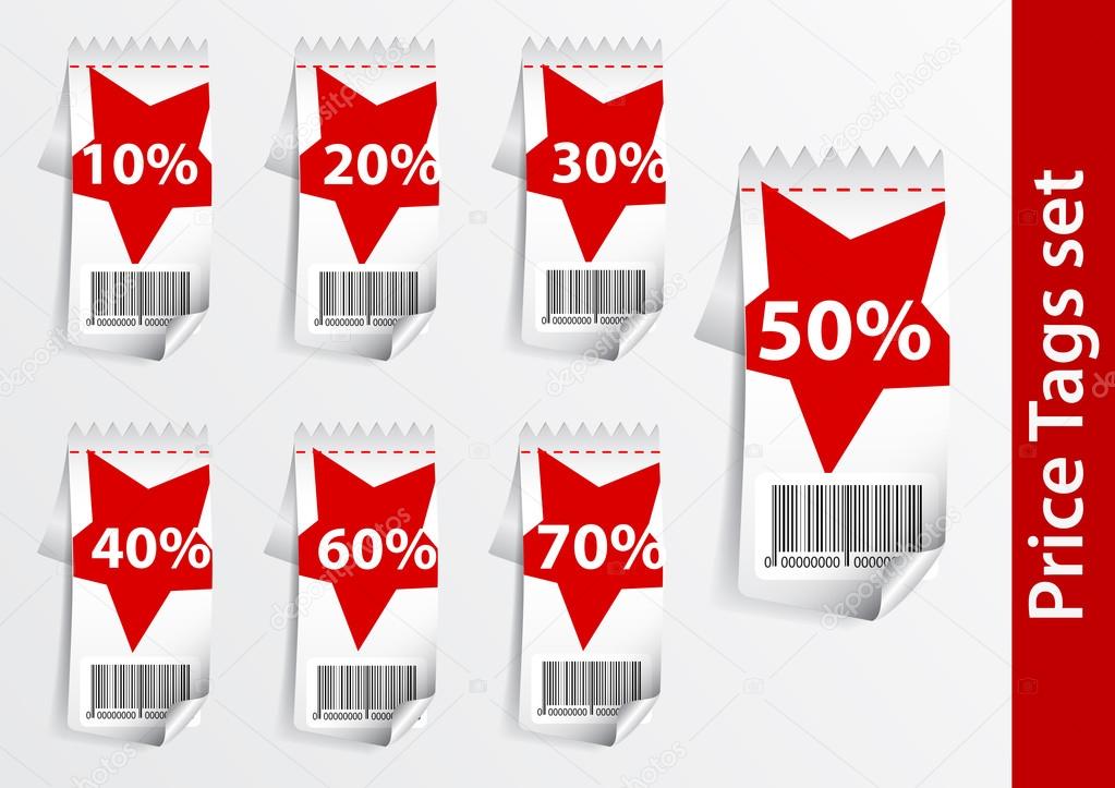 Set of Discount price labels