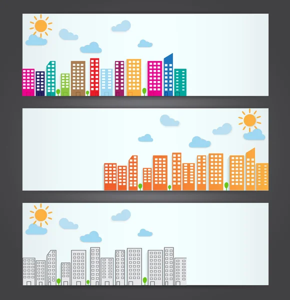 Set of city banners — Stock Vector