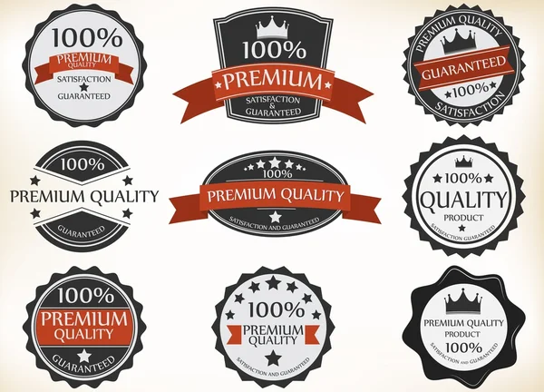 Etiquetas Premium de Calidad y Garantía con vintage retro — Archivo Imágenes Vectoriales