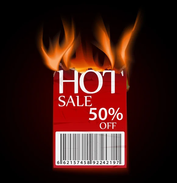 Hot sale design with burning label — Stock Vector