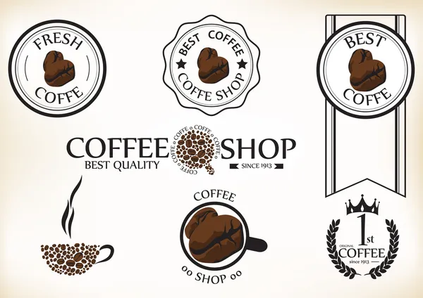 Vintage-Retro-Coffee-Shop-Abzeichen und Etiketten — Stockvektor