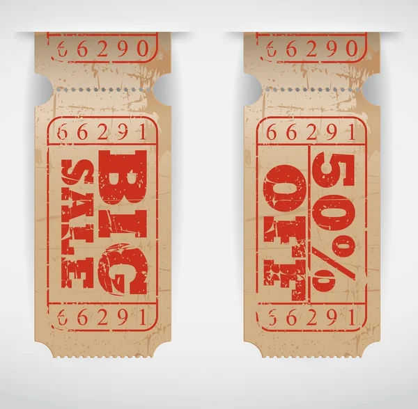 Vintage paper sale ticket design — Stock Vector