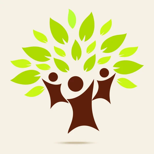 Знак экологического знака с человеком и зеленым листом — стоковый вектор