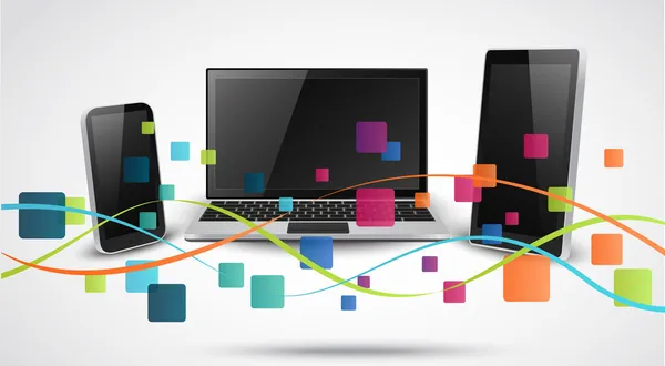 tablet bilgisayar ve cep telefonları ile renkli uygulama simgesi