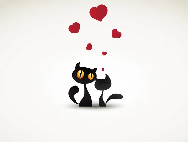 Zwei schwarze Katzen verliebt — Stockvektor