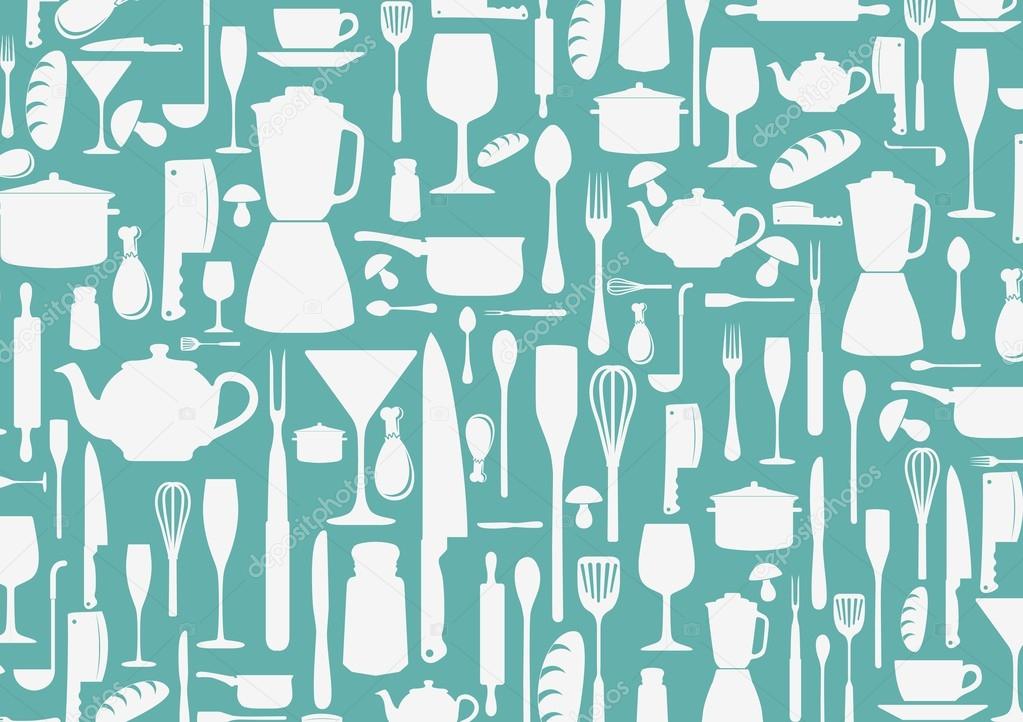 Seamless pattern with cooking icons background