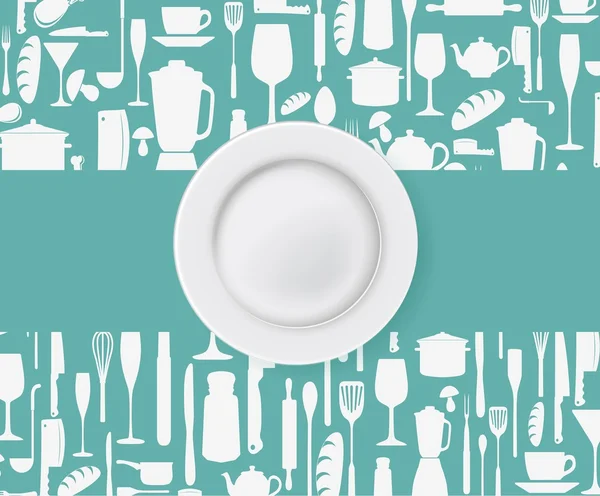 Дизайн меню ресторану з тарілкою — стоковий вектор