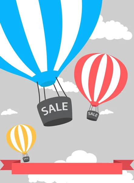 Hot air balloon poster with sale — Stock Vector