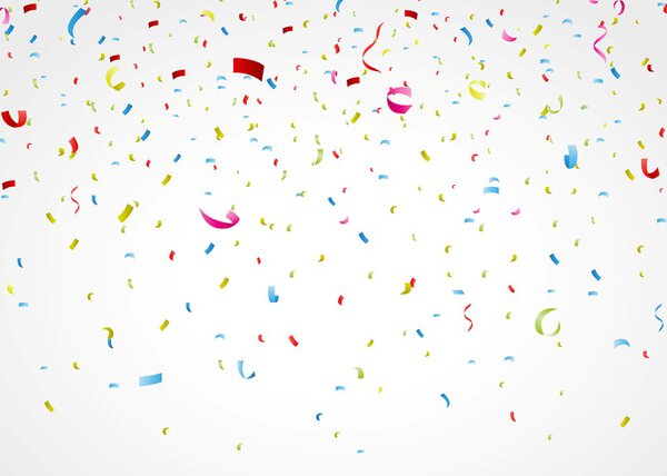 Colorful confetti on white background