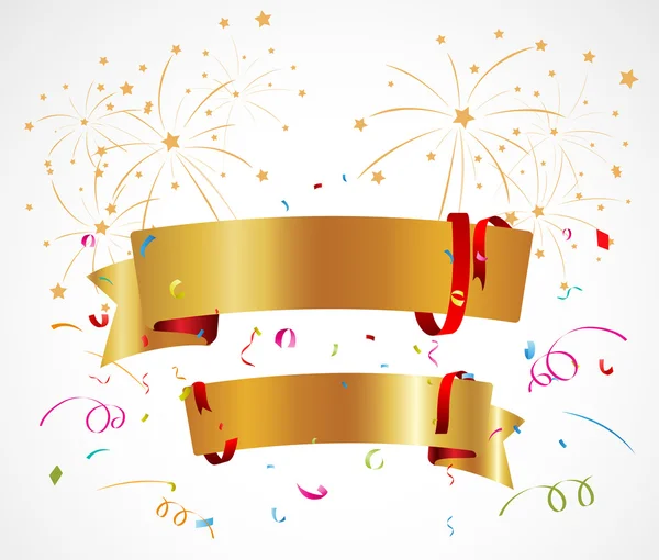 Fond de célébration avec ruban et confettis — Image vectorielle
