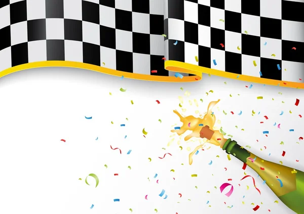 シャンパンの爆発と紙吹雪でチャンピオンお祝い — ストックベクタ