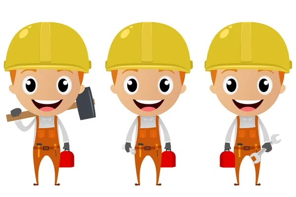 Trabalhador da construção personagem cartoon — Vetor de Stock